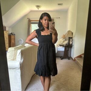 Black smocked ruffle dress from Fire Los Angeles